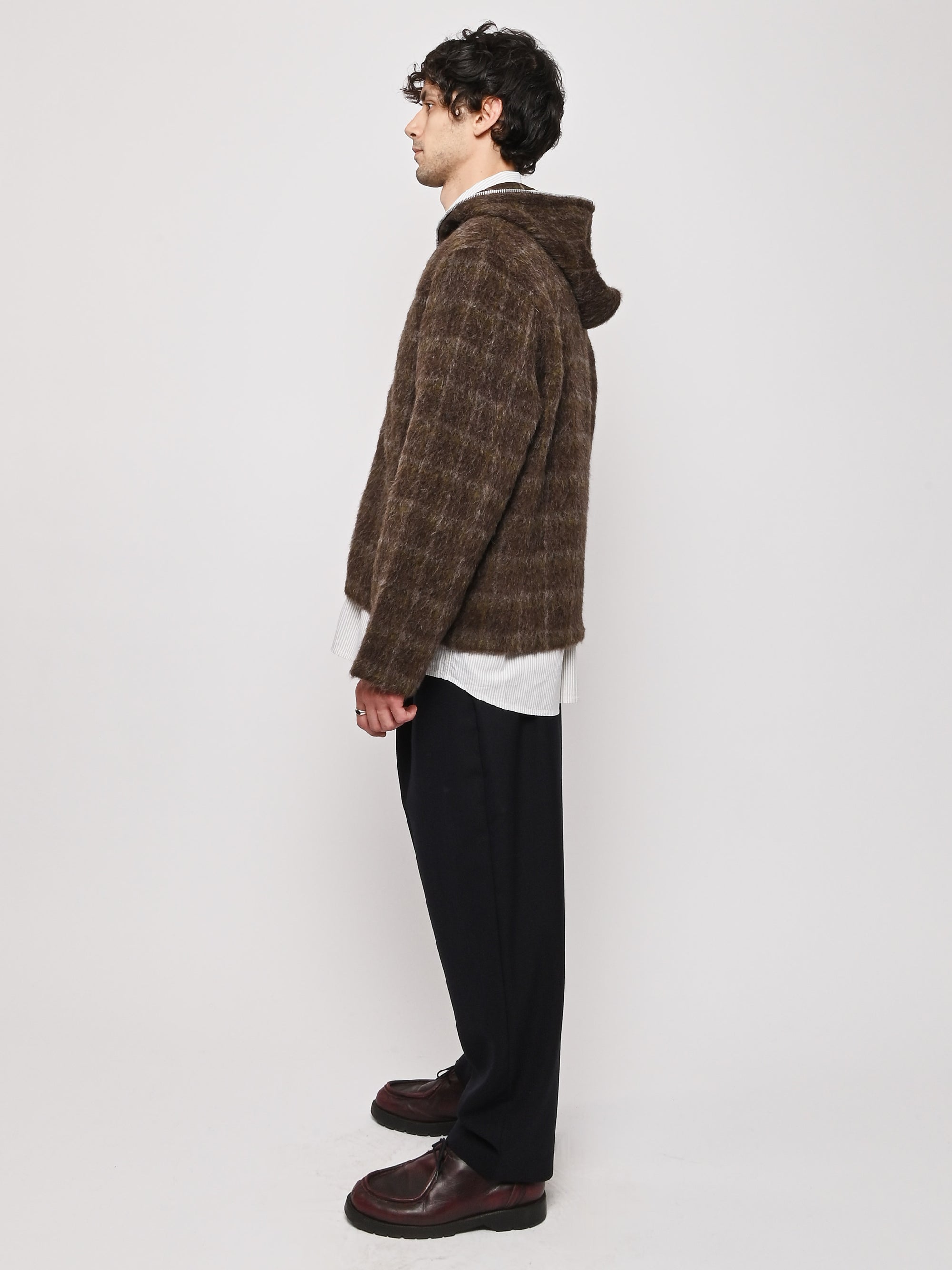 Our Legacy - Dorf Check Hairy Wool Full Zip Hood – Frances May Our Legacy - Dorf Check Hairy Wool Full Zip Hood – Frances May