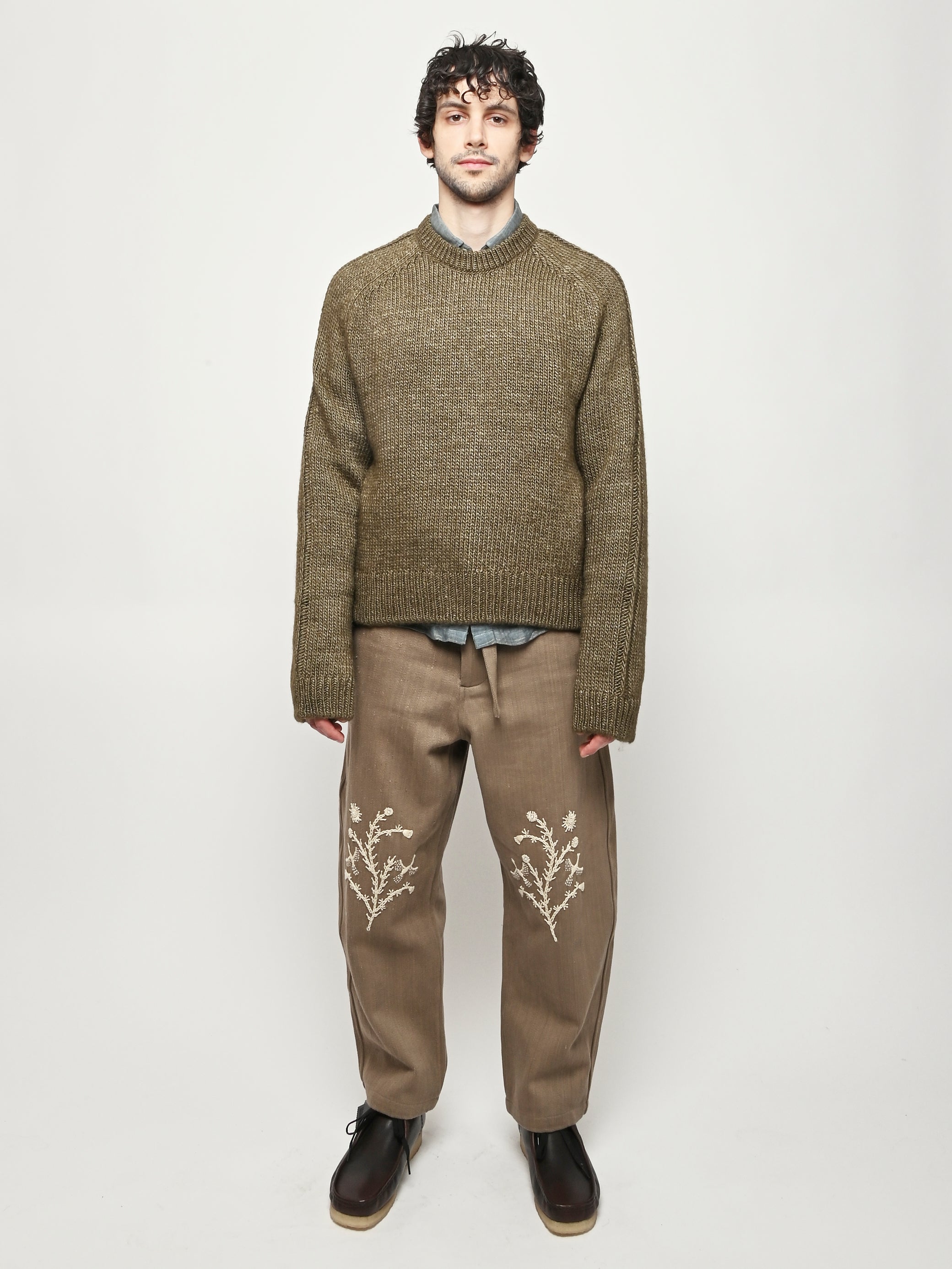 our legacy ラウンドネックニット Our Legacy - Flush Green Rustic Wool Silk True Roundneck – Frances May