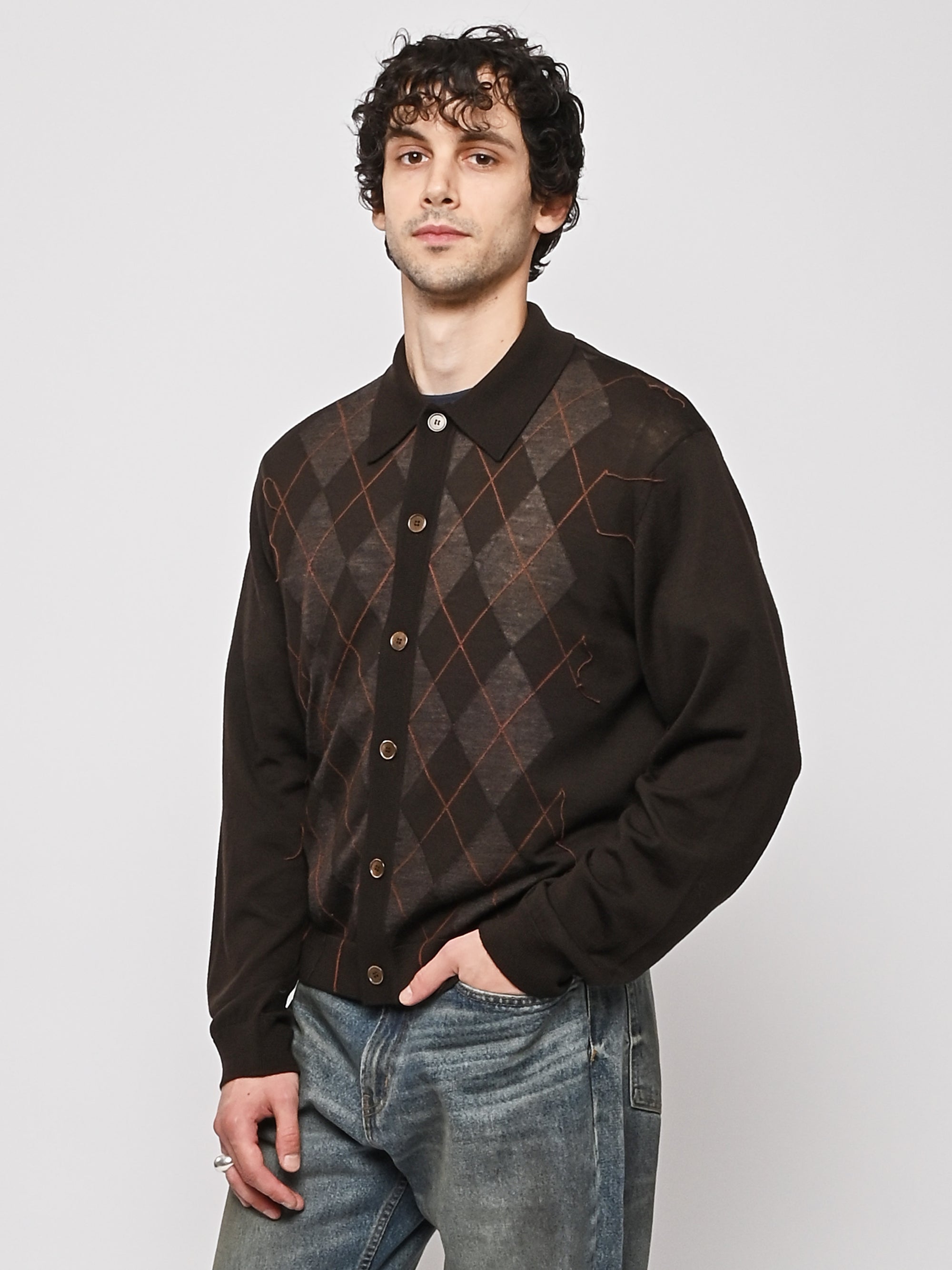 トップス OUR LEGACY EVENING POLO Soft Duke Argyle Our Legacy - Evening Polo Soft Duke Argyle