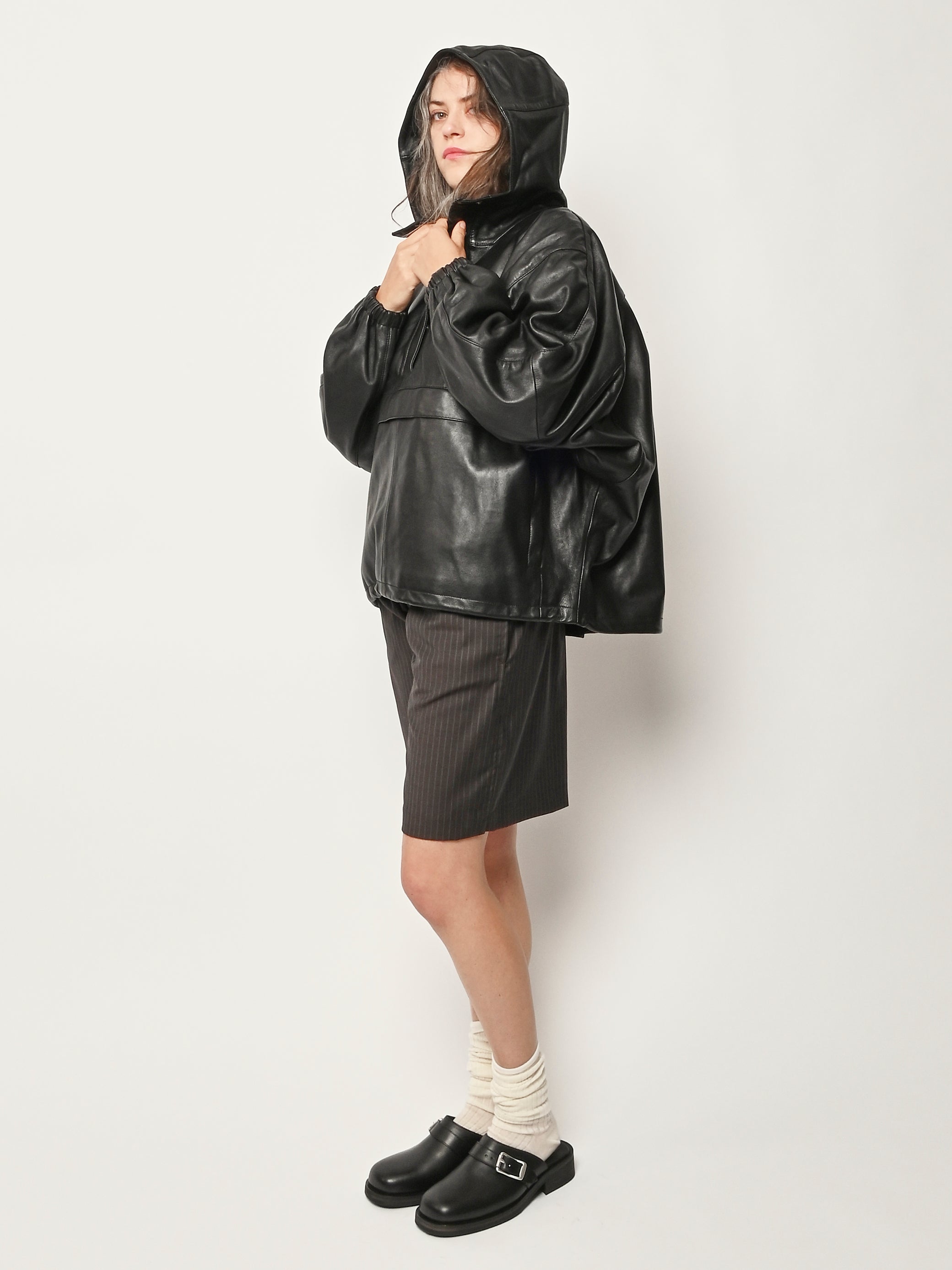 RÓHE - Black Leather Oversized Anorak – Frances May