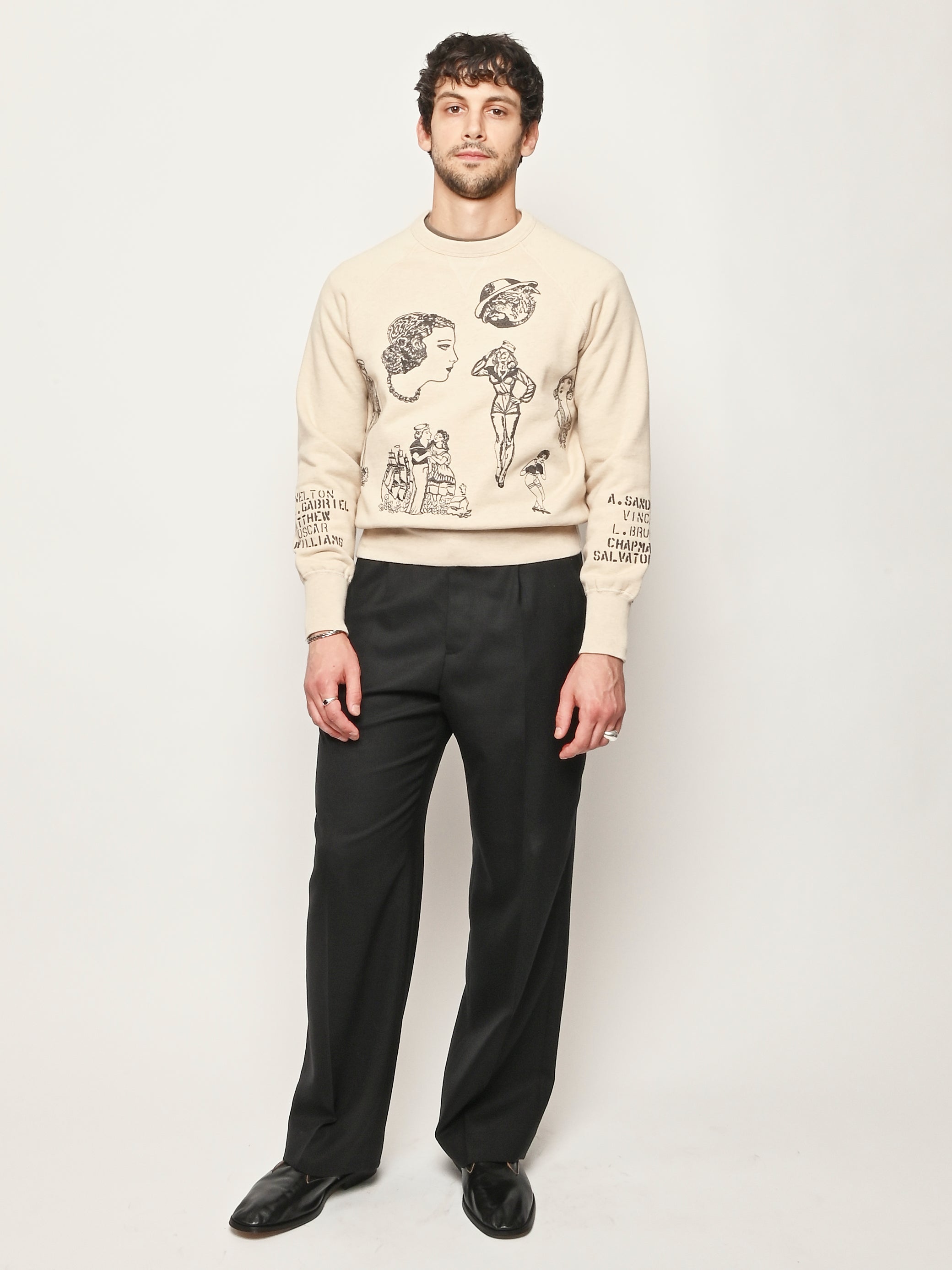 Samuel Zelig - Tinted Oatmeal Grey Duffle Crewneck – Frances May