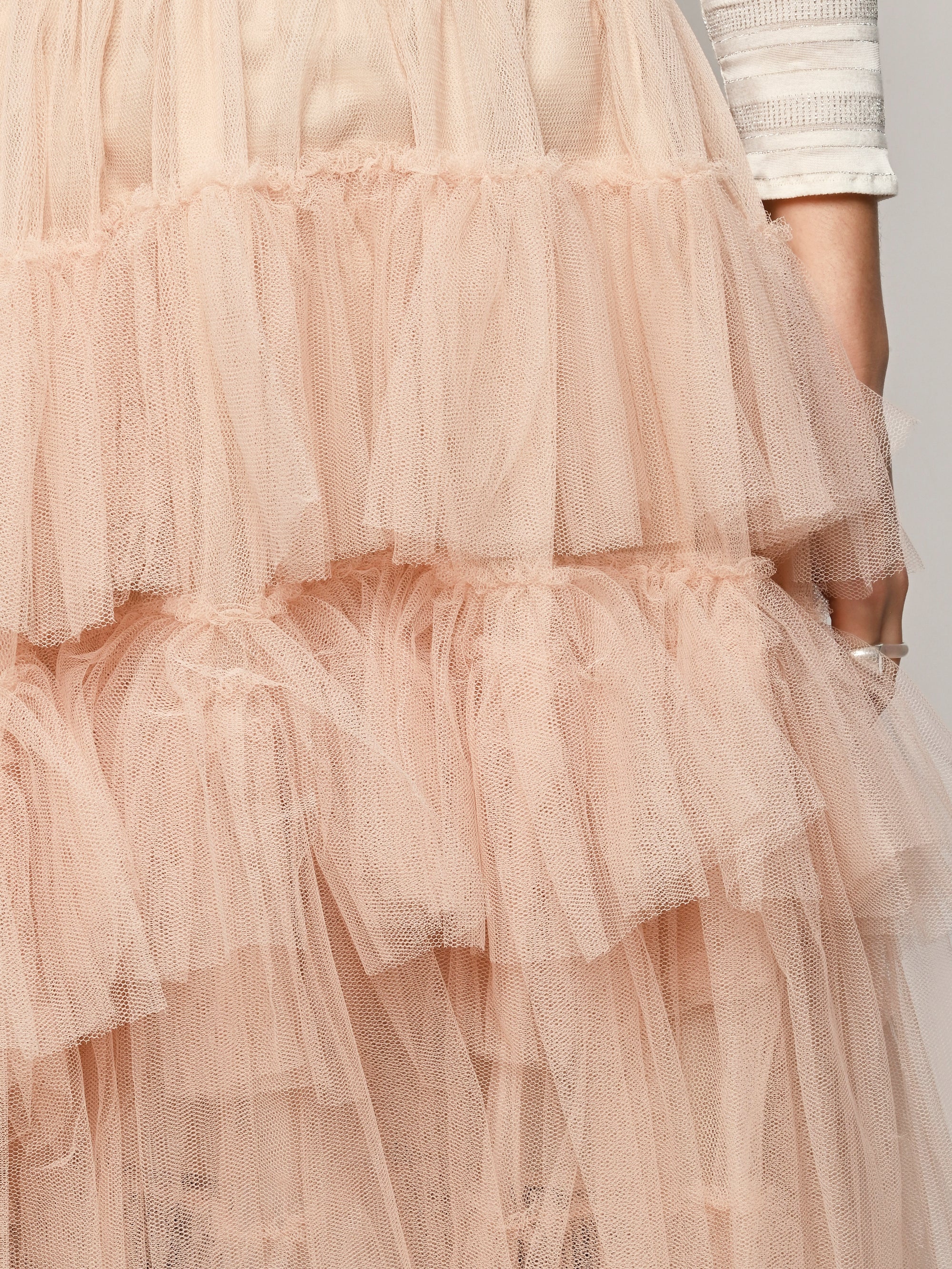 Simone Rocha Womens Nude Mid-rise Layered Woven Midi Skirt 10 Simone Rocha Womens Nude Mid-rise Layered Woven Midi Skirt 10