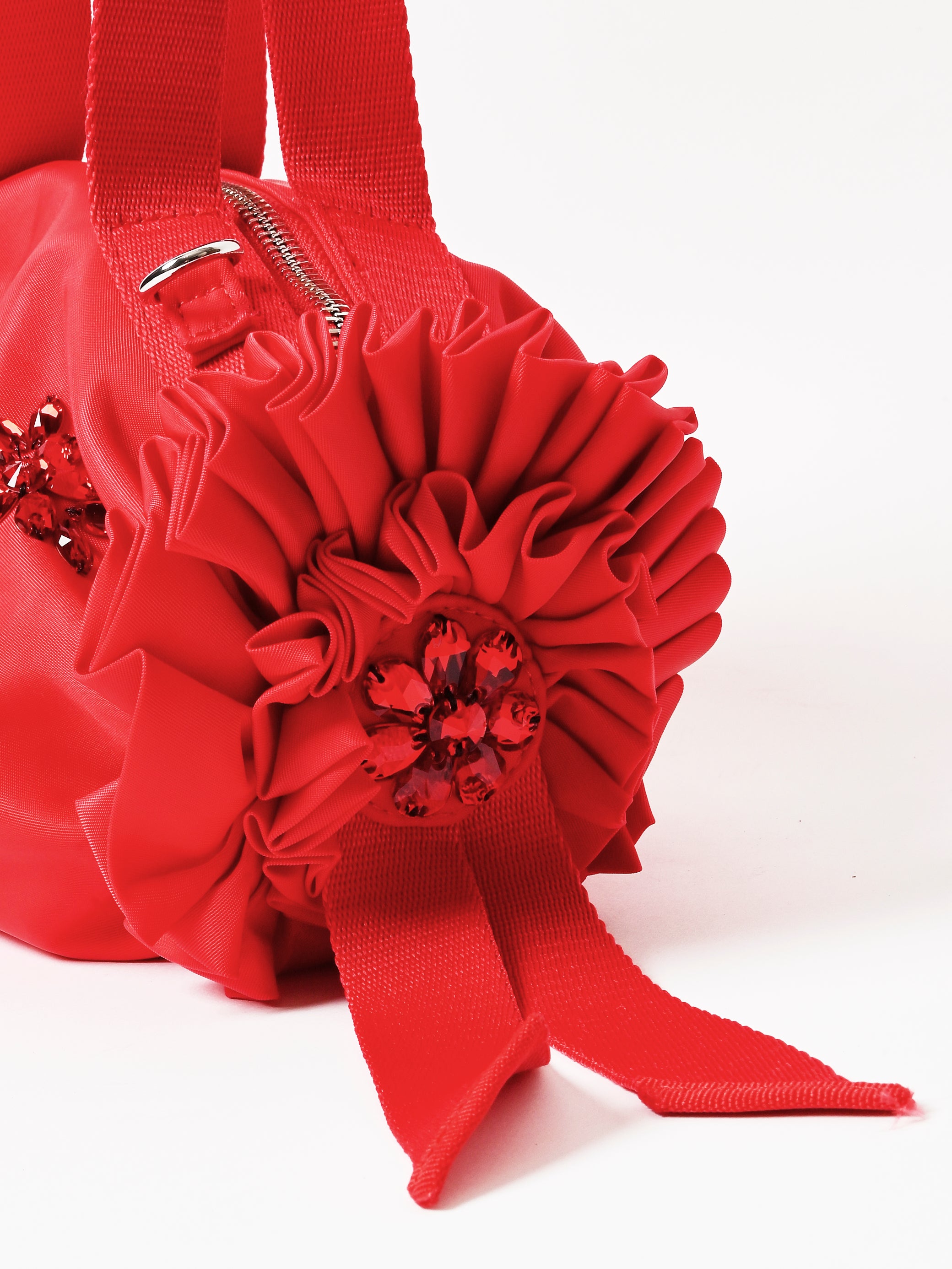 Simone Rocha - Red Mini Double Ribbon Rosette Bag W/Turbo Emb