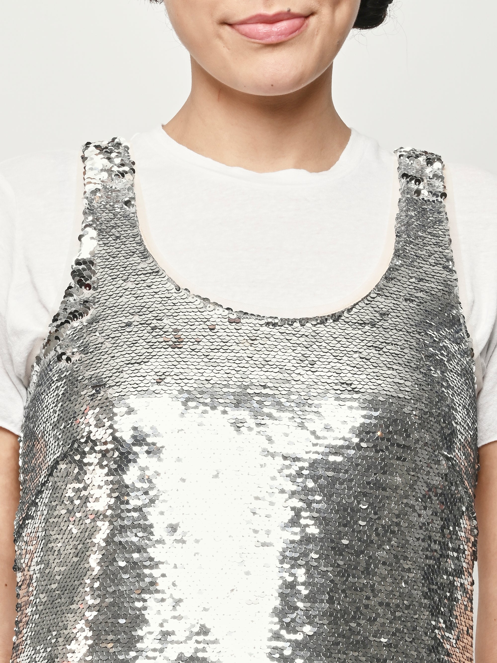 simone rocha silver dress Simone Rocha Sequin-embellished Midi Dress