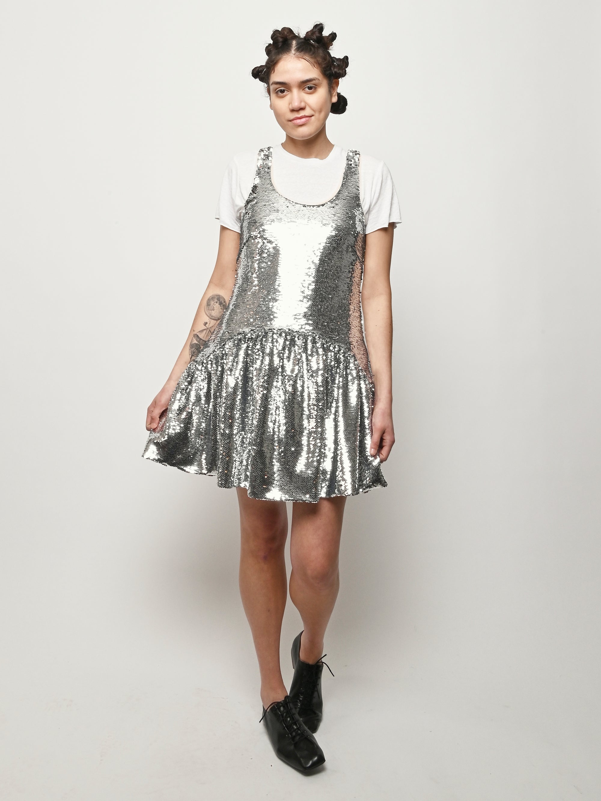 Silver Tapered Back Peplum Dress Silver Tapered Back Peplum Dress