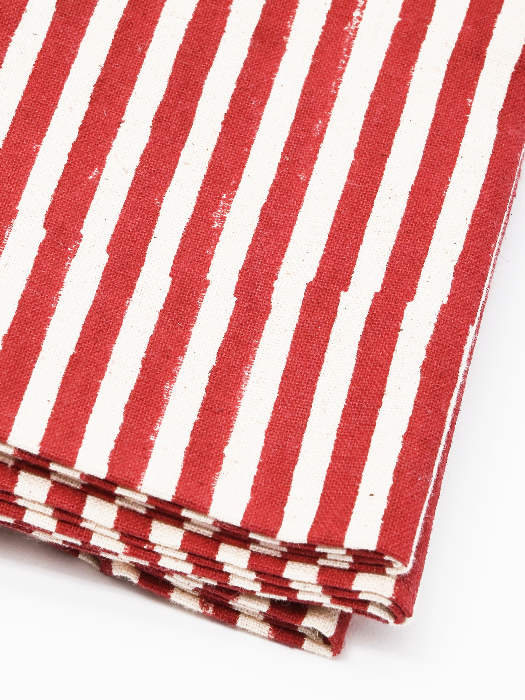 Red Shabnam Set Of 4 Hand Block Printed Table Napkins - Thumbnail 3