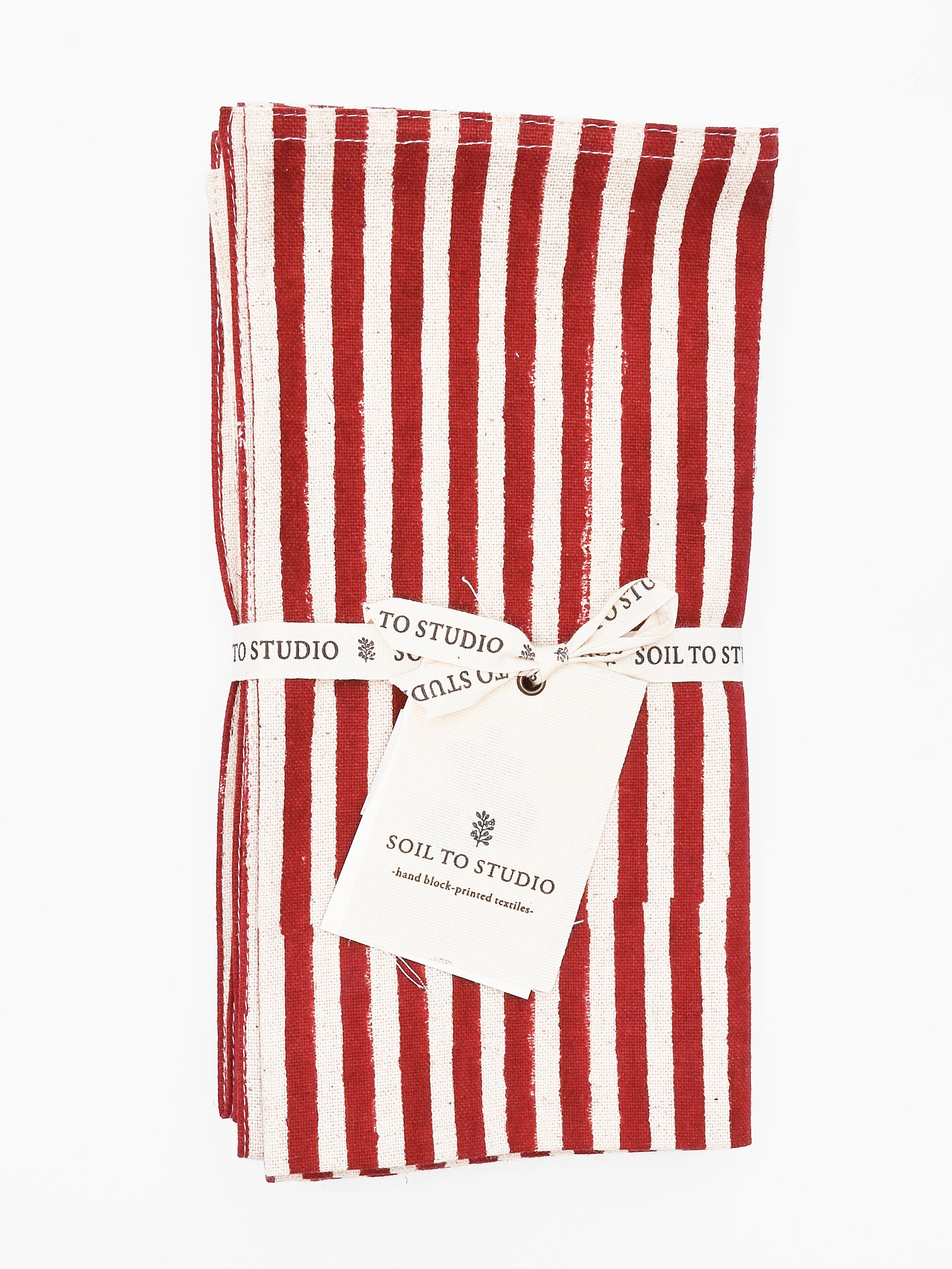 Red Shabnam Set Of 4 Hand Block Printed Table Napkins