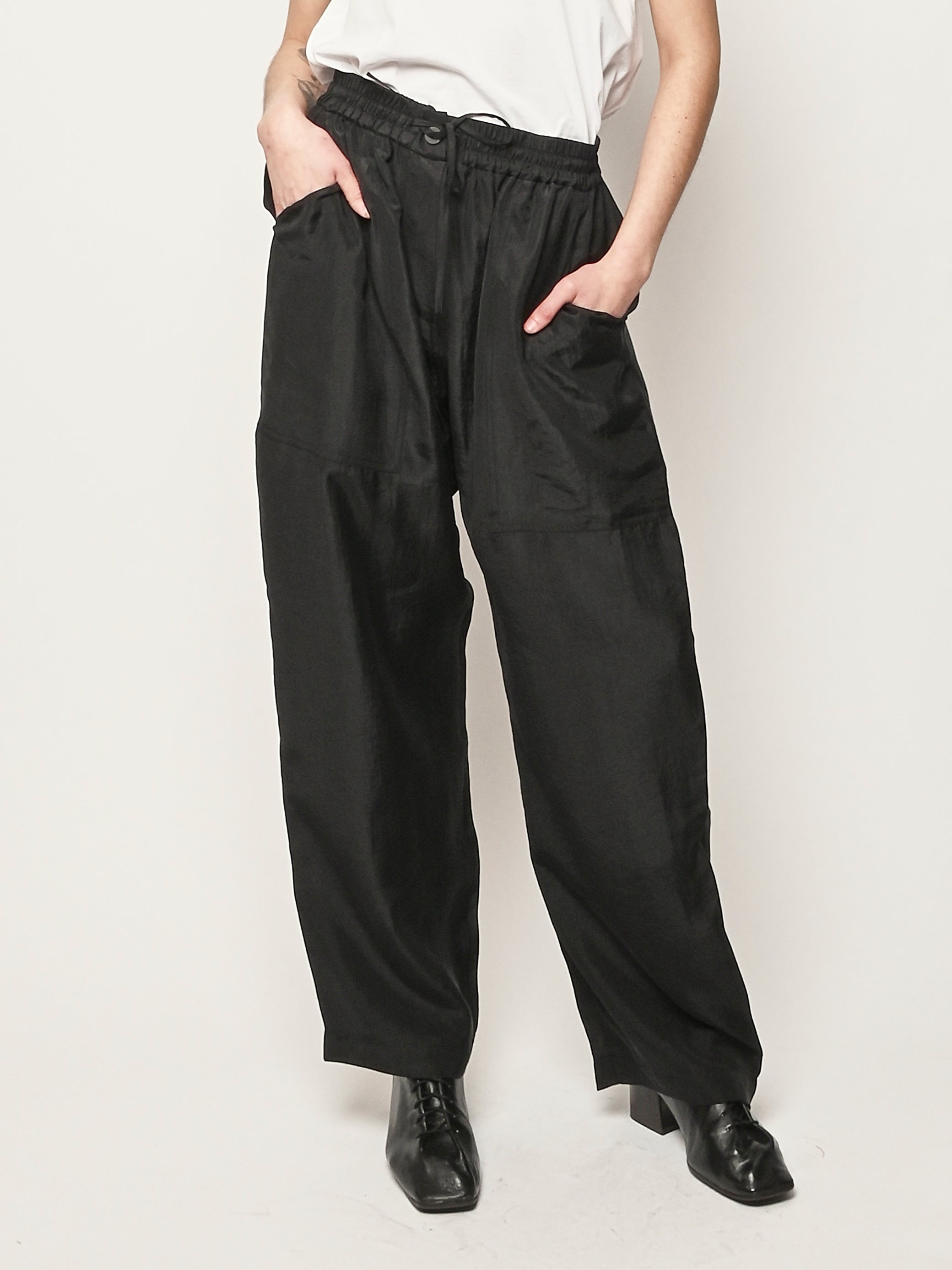 Studio Nicholson - Black Capel Elastic Waist Draw Cord Pant