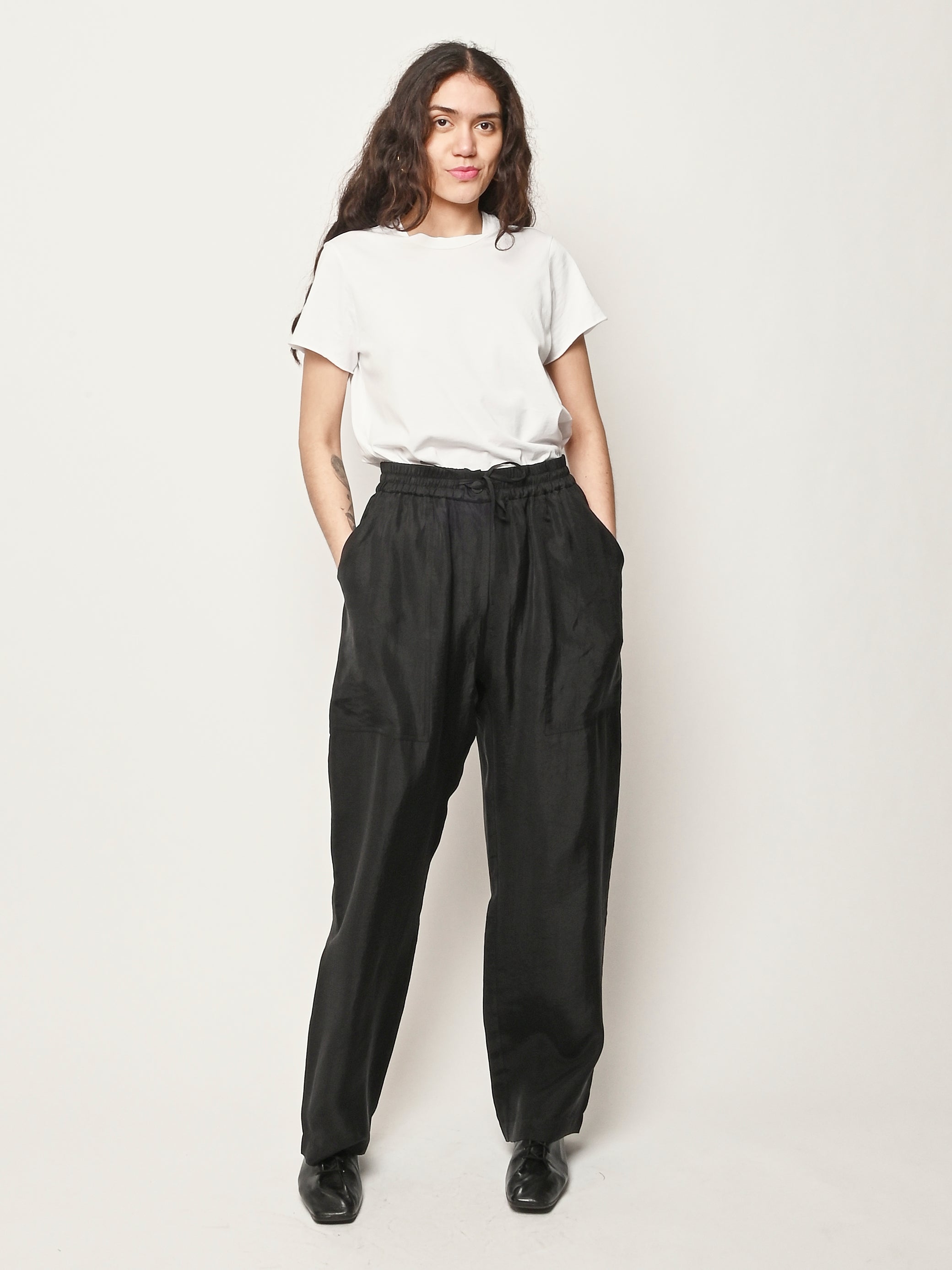 Studio Nicholson - Black Capel Elastic Waist Draw Cord Pant