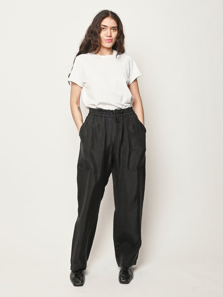 Studio Nicholson - Black Capel Elastic Waist Draw Cord Pant
