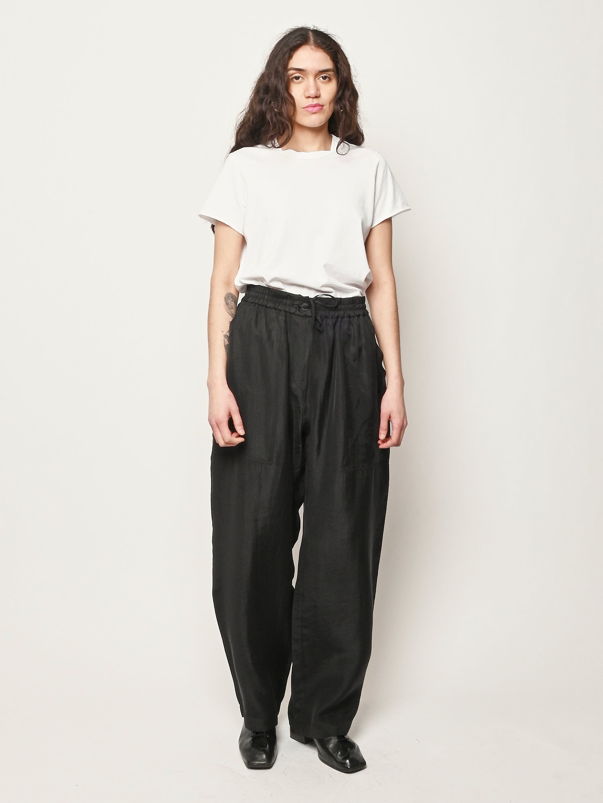 Studio Nicholson - Black Capel Elastic Waist Draw Cord Pant