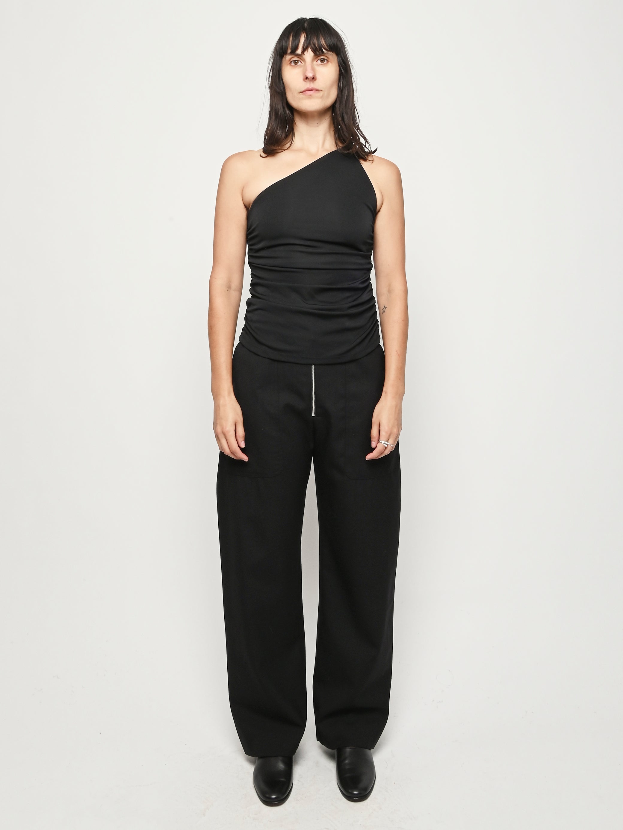 Studio Nicholson - Black Pravin Zip Front Wide Leg Pants – Frances May