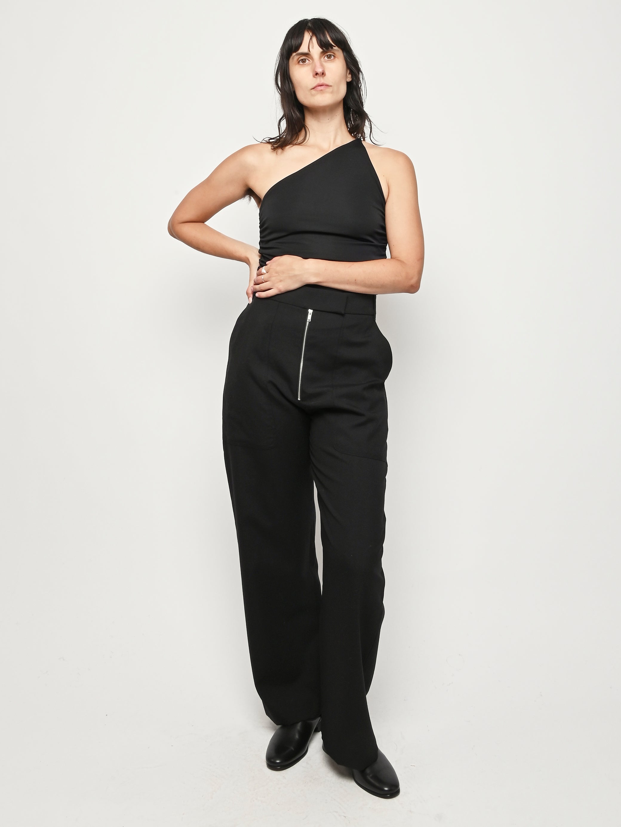 Studio Nicholson - Black Pravin Zip Front Wide Leg Pants – Frances May