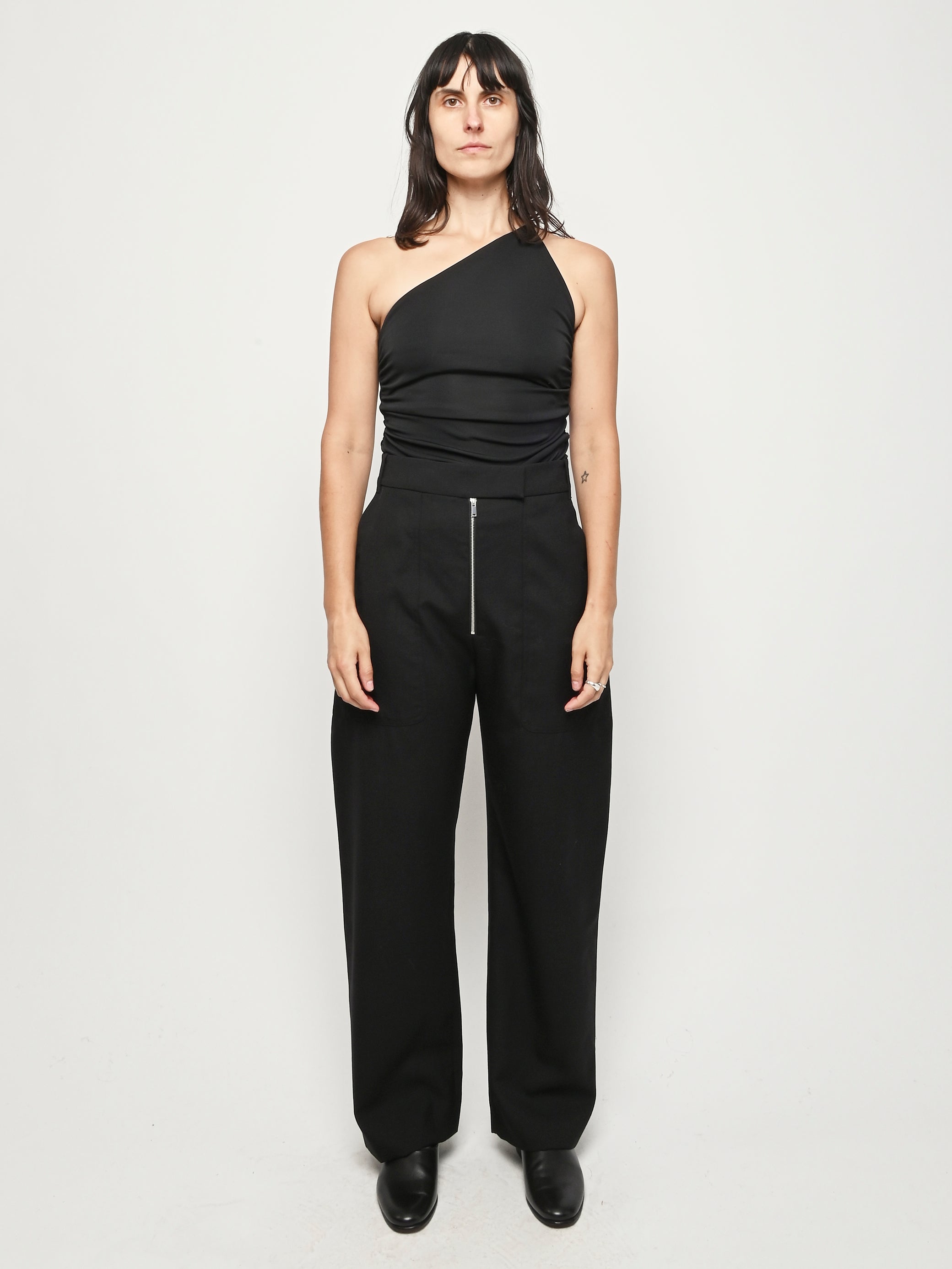 Studio Nicholson - Black Pravin Zip Front Wide Leg Pants – Frances May