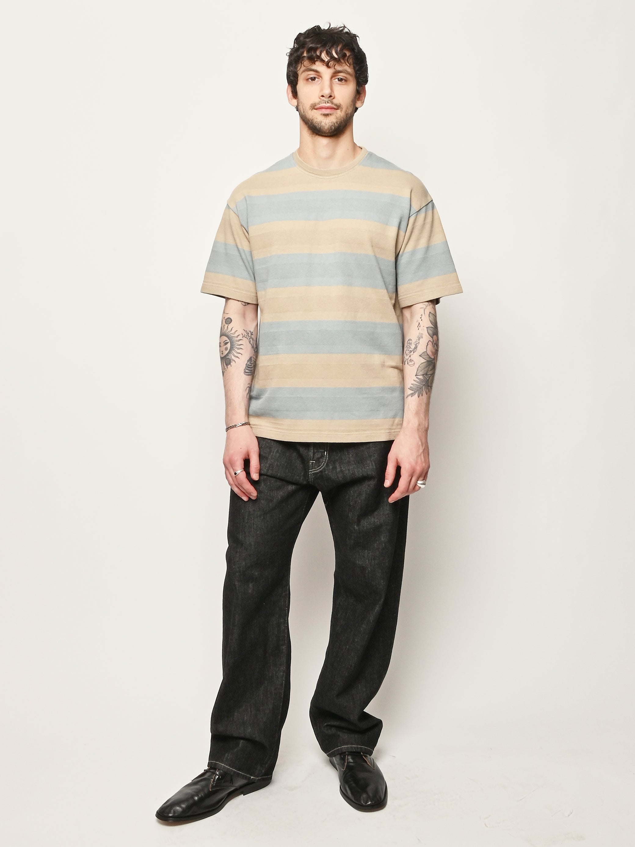 Studio Nicholson - Black/White Weft Marylebone Dropped Crotch Pant