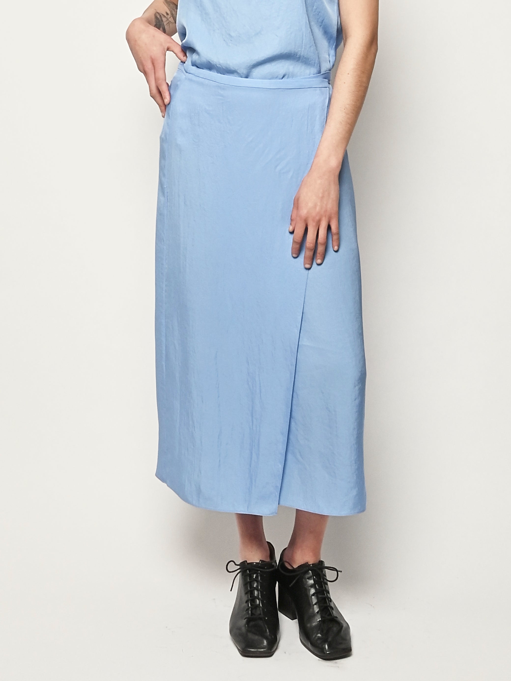 Tibi - Baby Blue Summer Slip Wrap Skirt – Frances May