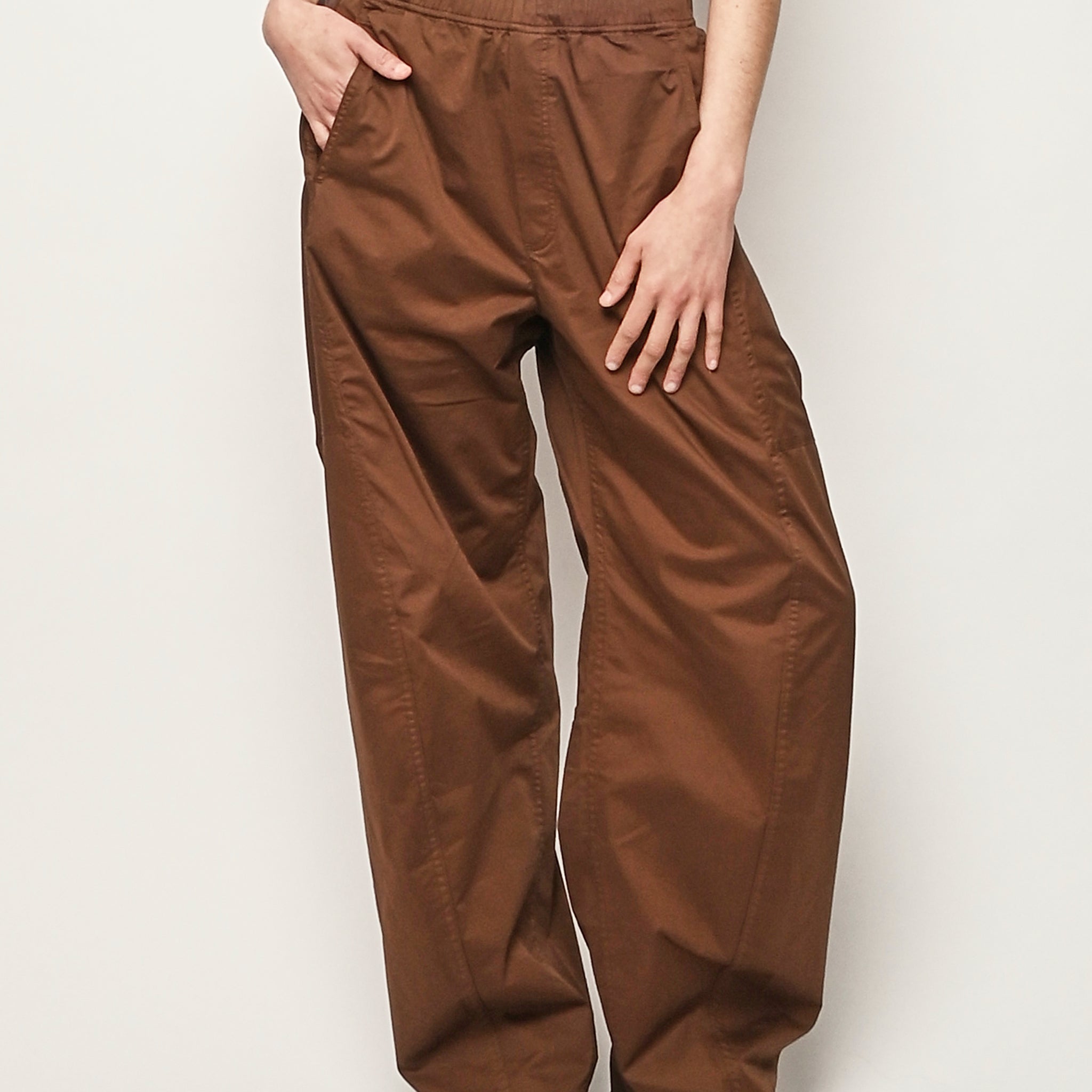 Tibi - Brown Garment Dyed Silky Cotton Winslow Pull On Pant 