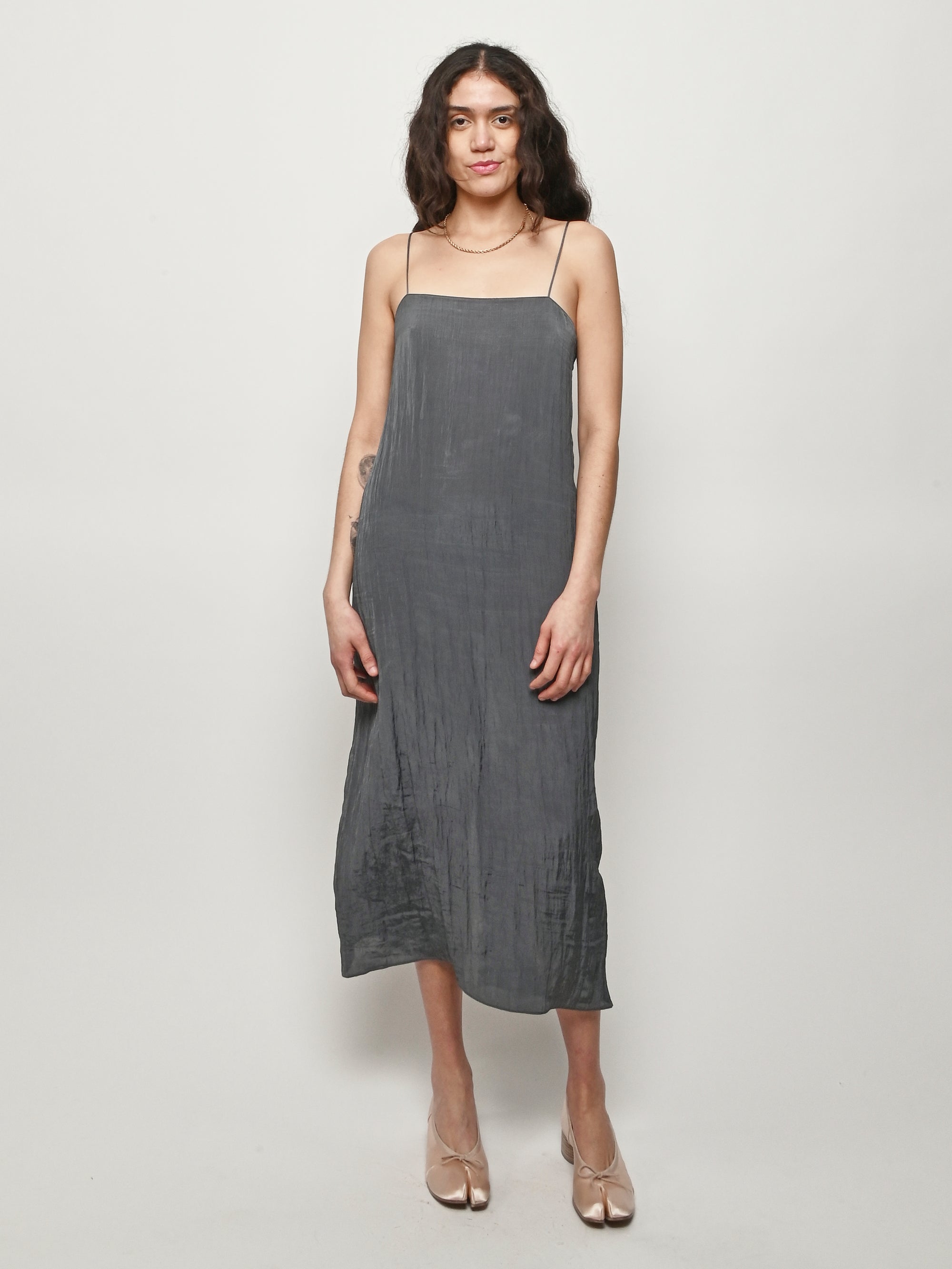 Tibi - Dark Grey The Crinkle Slip Dress 6 Tibi - Dark Grey The Crinkle Slip Dress 6