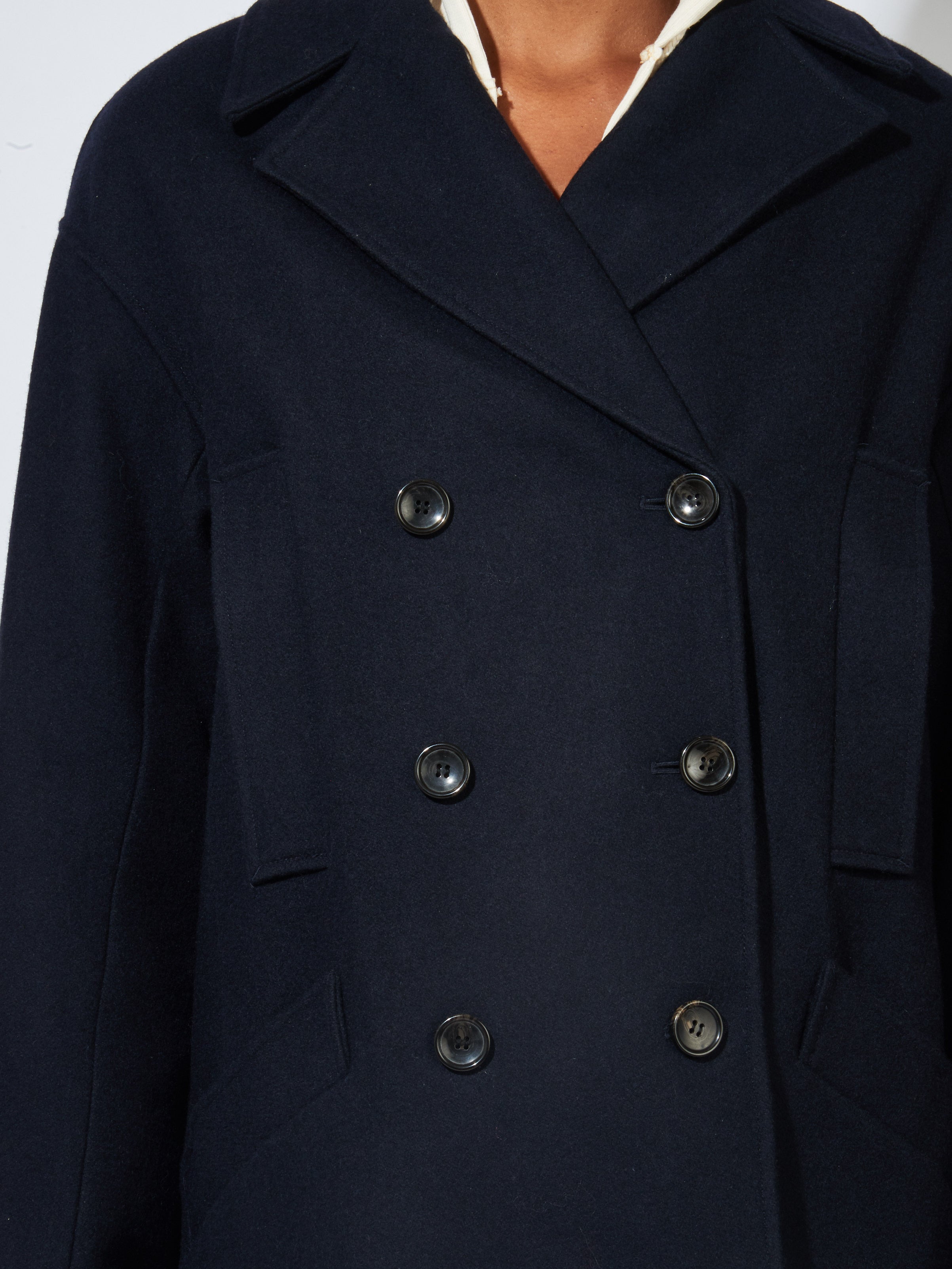 Tibi - Navy Recycled Felted Wool Peacoat – Frances May