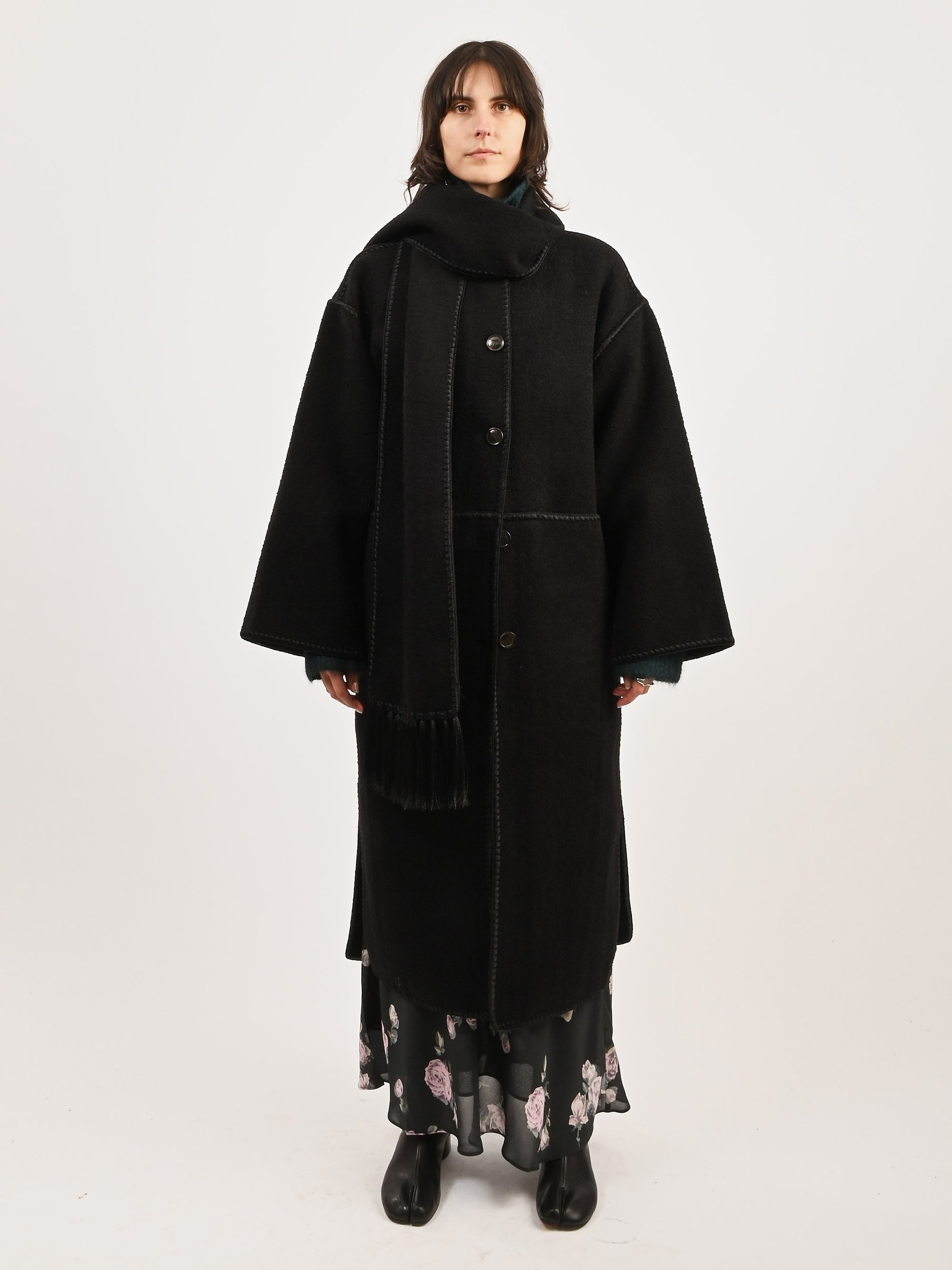 Totême Black Embroidered Scarf Coat – Frances May