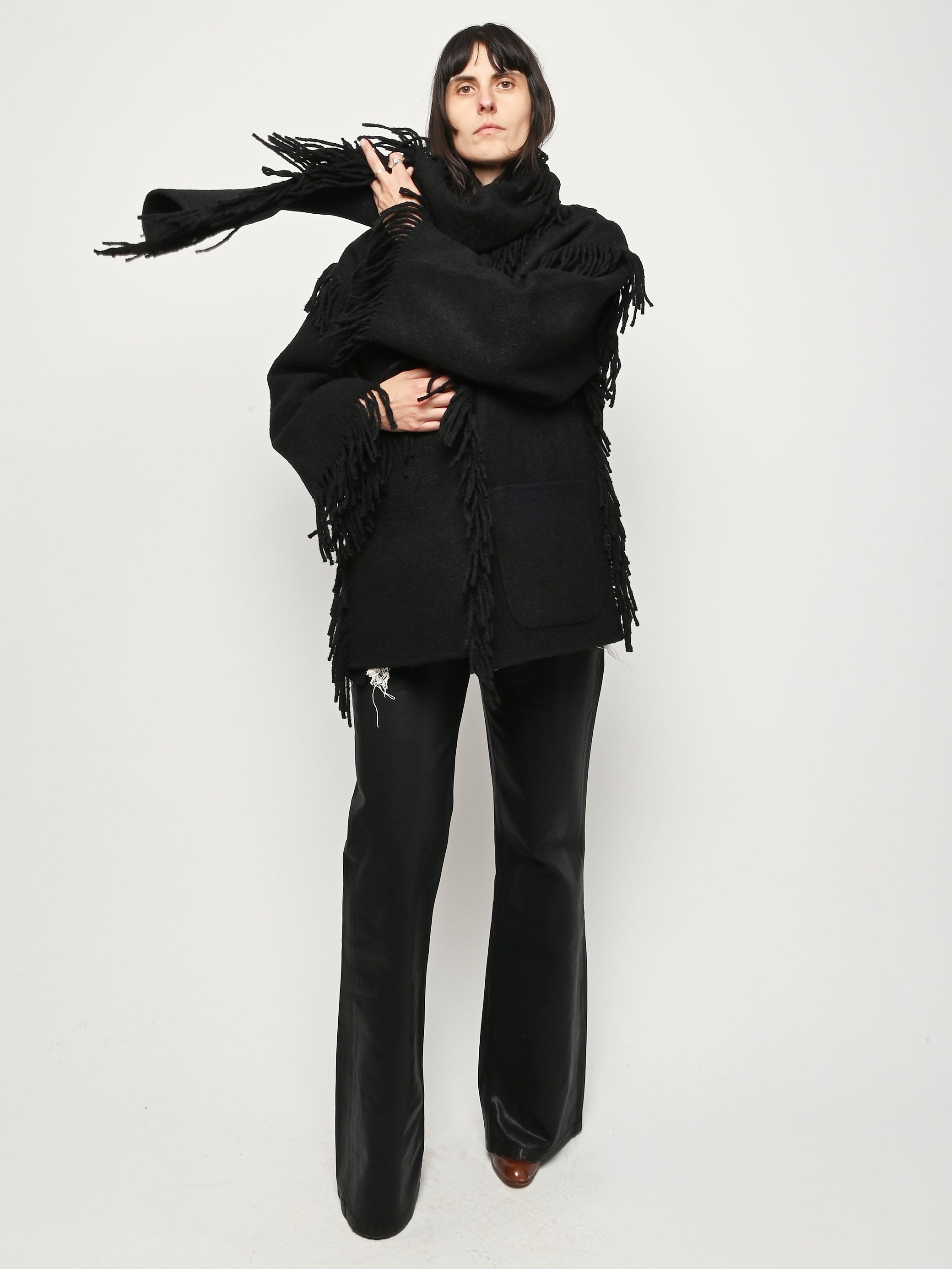 TOTEME - Black Fringed Scarf Jacket – Frances May
