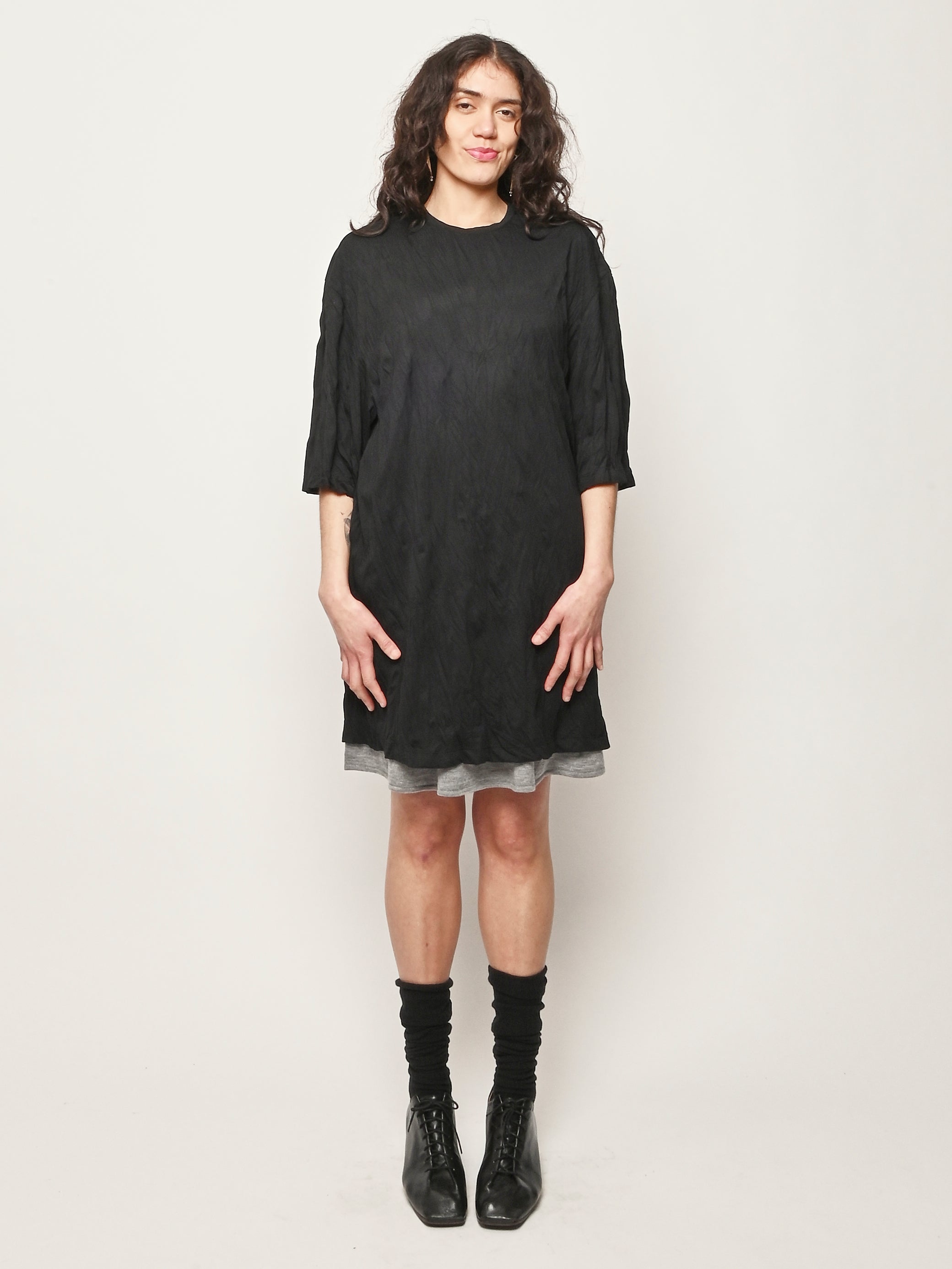 toteme dress Slouch waist crinkled dress cream