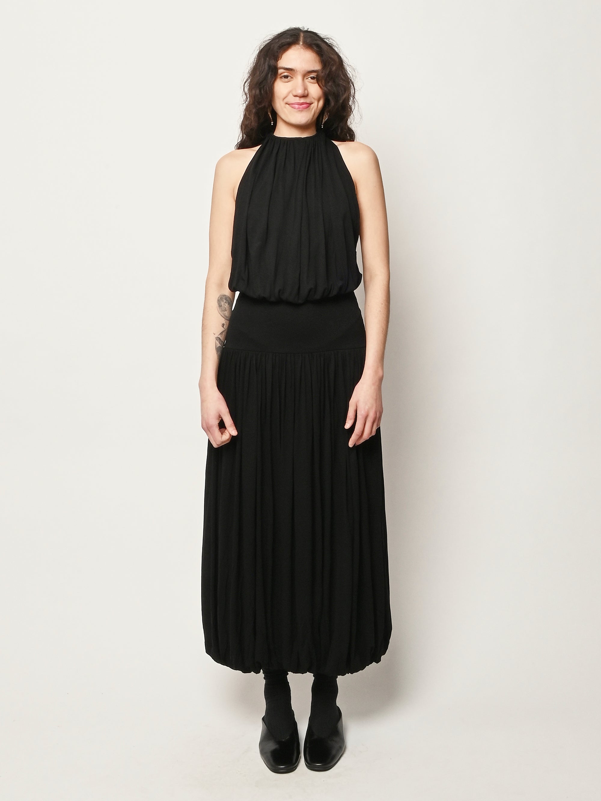 toteme dress Satin maxi shirt dress - black