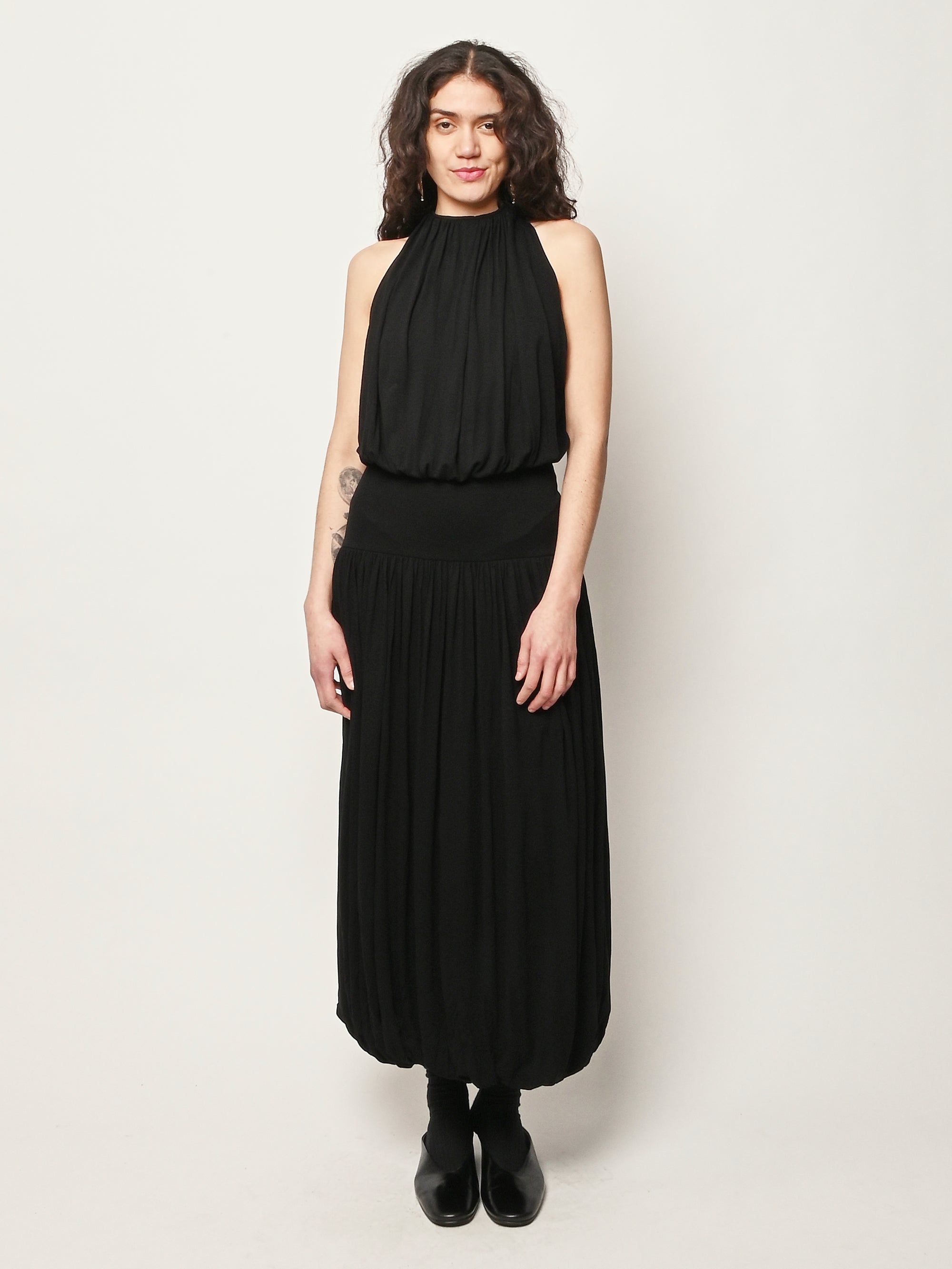 TOTEME - Black Soft Gathered Dress Frances May TOTEME - Black Soft Gathered Dress Frances May