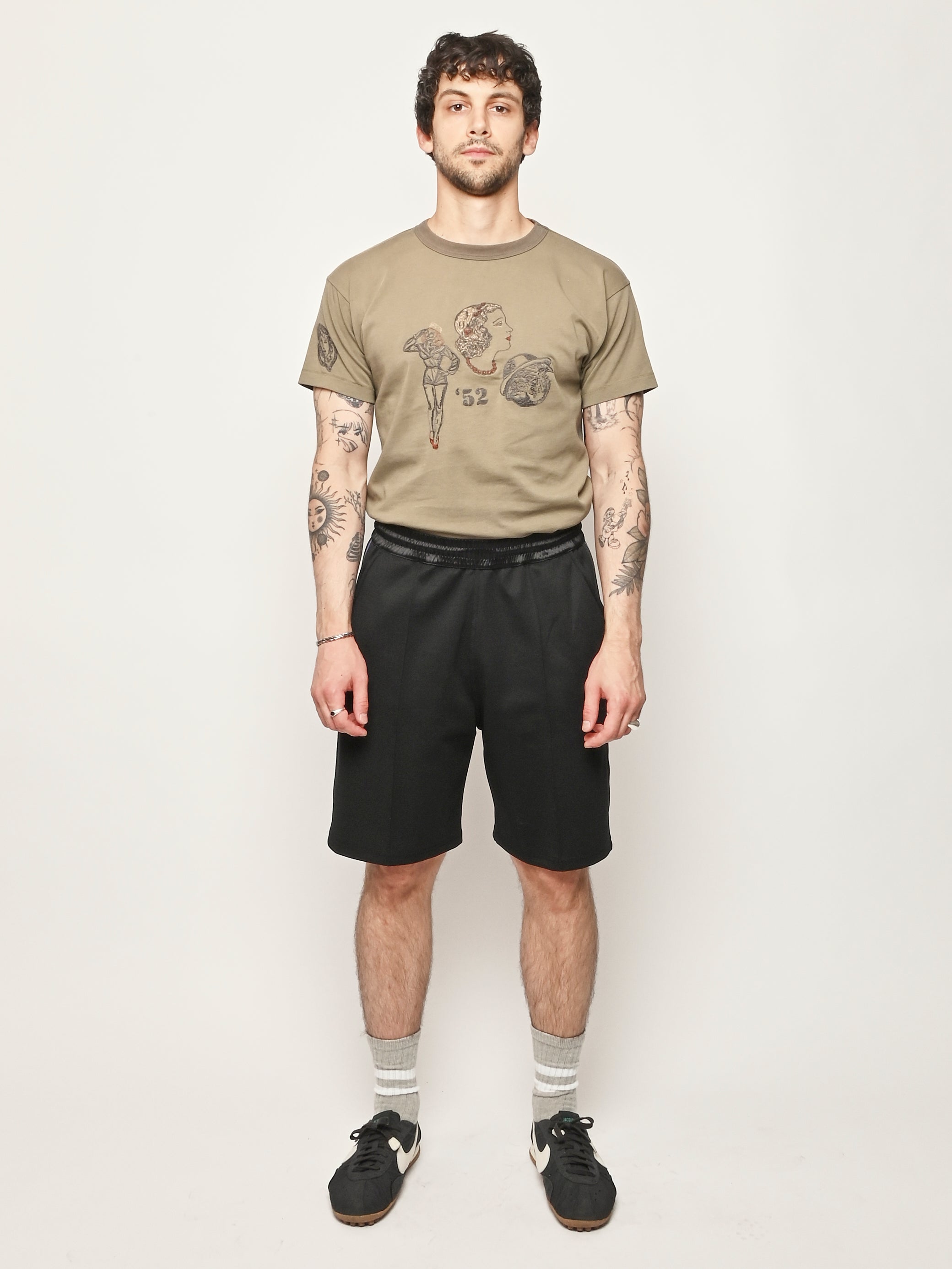 パンツ  x Wales Bonner track shorts baggy Wales Bonner - Black Form Track Short – Frances May