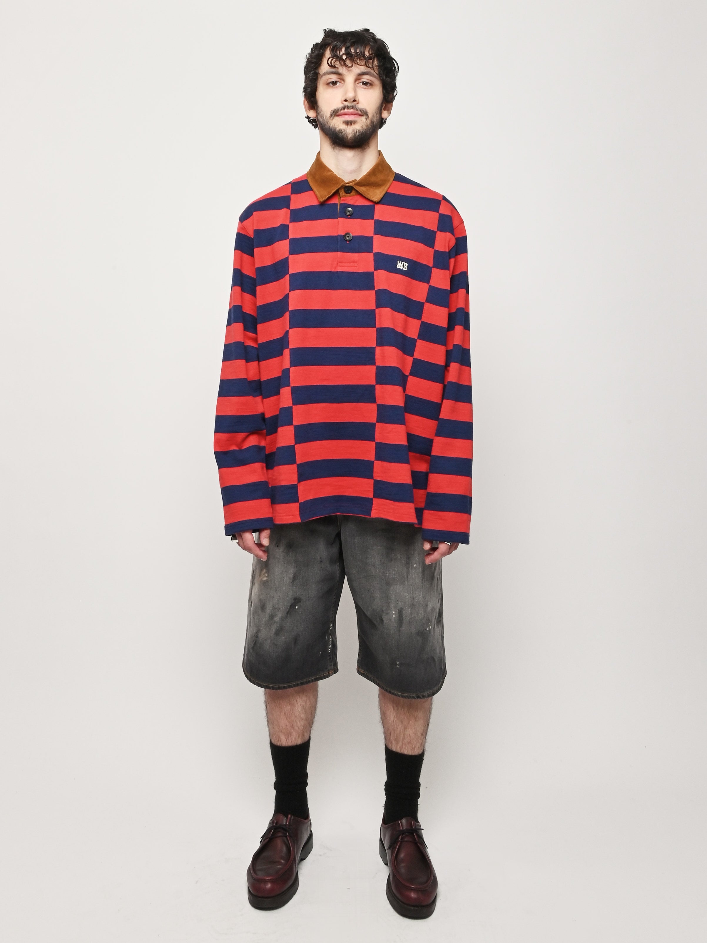 トップス Wales Bonner CITY POLO Blue And Red Wales Bonner - Red/Navy City Polo – Frances May