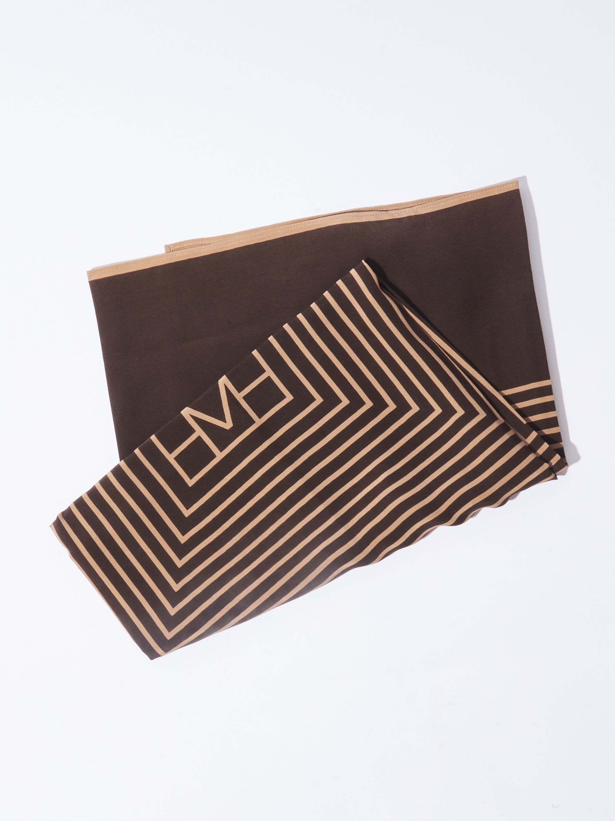 Striped Monogram Silk Scarf in Brown - Toteme